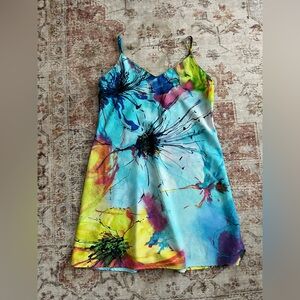 Natori Private Luxuries Watercolor Floral Fairy Whimsical Chemise slip dress